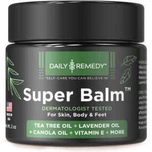 imageDAILY REMEDY Tea Tree Oil Extra Strength Super Balm  Athletes Foot Cream Combats Ringworm Jock Itch Nail Issues  Nourishes Cracked Itchy Skin on Body ampamp Feet  Made in USA 2 Pack16 Ounce Pack of 1